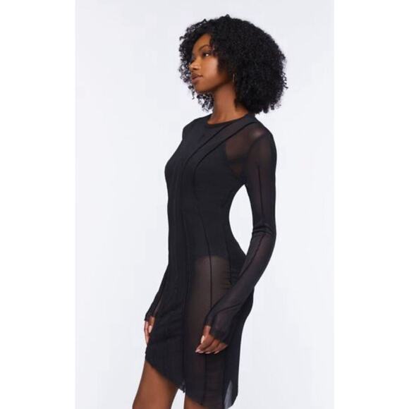Forever 21 Mesh Bodycon Mini Dress Black Women’s Medium NWT - Picture 4 of 16